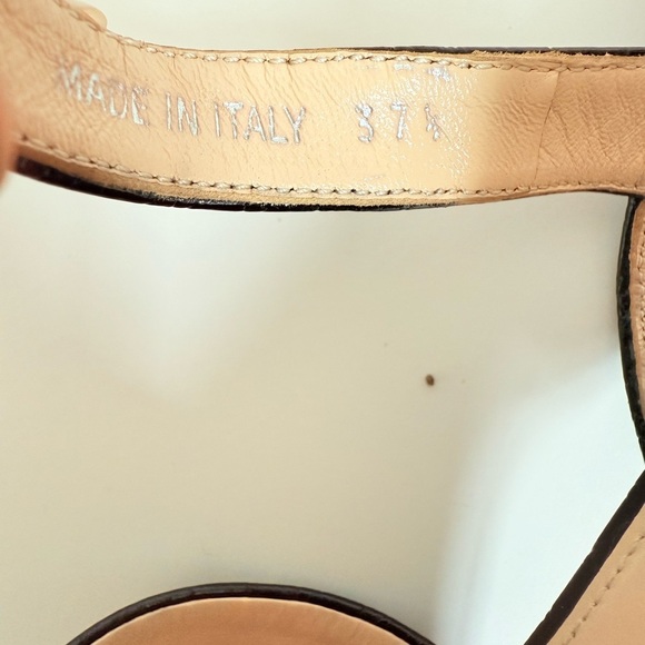 Prada Black Embossed Croc effect leather Quarter strap platform sandals EU 37.5 - Picture 7 of 9